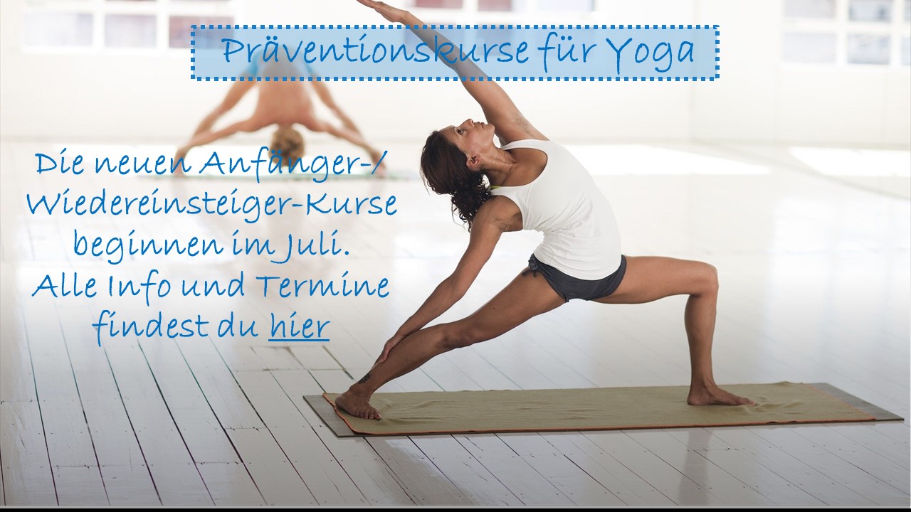 Es beginnen wieder Präventionskurse im YogaStudio. YogaVidya Osnabrück
